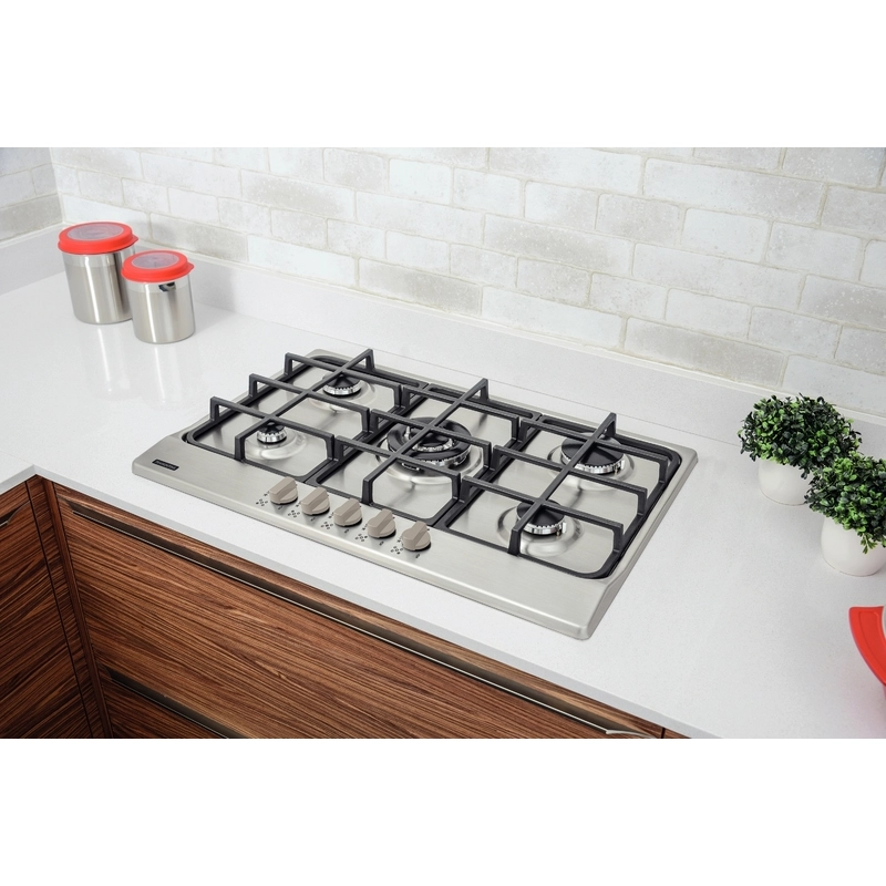 Cooktop a Gás Tramontina New Penta em Aço Inox e Trempes em Ferro Fundido com Acendimento Superautomático 5 Queimadores