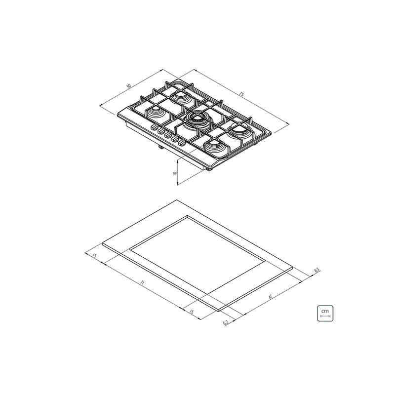 Cooktop a Gás Tramontina New Penta em Aço Inox e Trempes em Ferro Fundido com Acendimento Superautomático 5 Queimadores