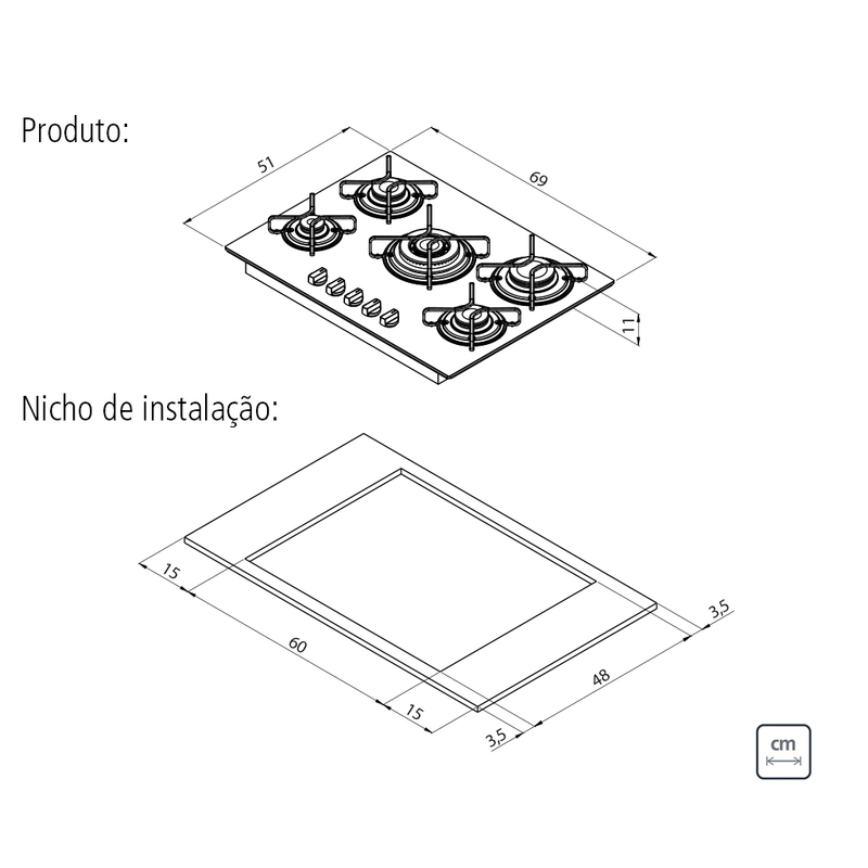 Cooktop a Gás Tramontina Penta em Vidro Temperado Preto com Trempes em Aço Carbono e Acendimento superautomático 5 Queimadores