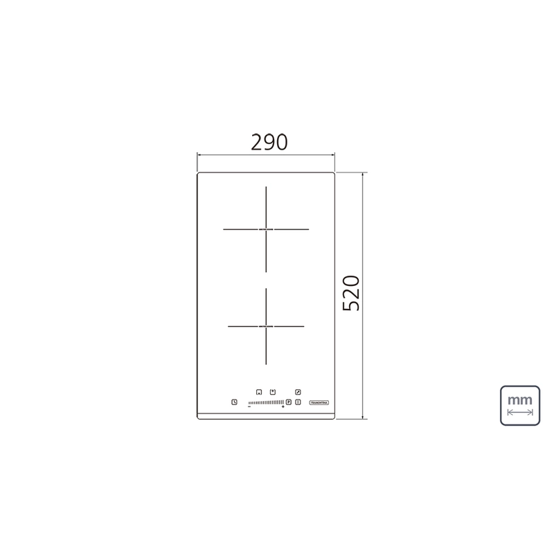 Cooktop por Indução Tramontina Dominó Slider 2EI 30 com 2 Áreas de Aquecimento e Comando Touch