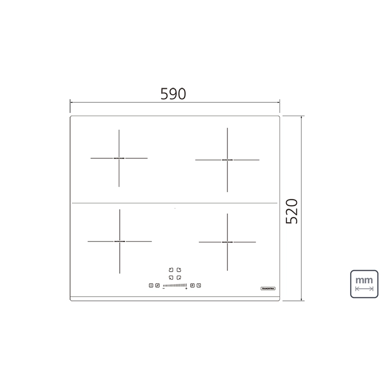Cooktop por Indução Tramontina Square Slider B 4EI 60 Vitrocerâmico com 4 Áreas de Aquecimento e Comando Touch