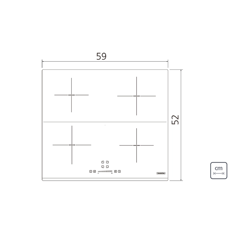 Cooktop por Indução Tramontina Square Slider B 4EI 60 Vitrocerâmico com 4 Áreas de Aquecimento e Comando Touch