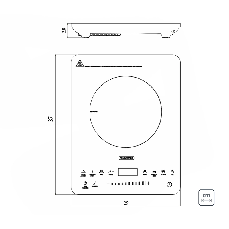 Cooktop Portátil por Indução Tramontina Slim Touch EI 30 com 1 Área de Aquecimento e Comando Touch 127V