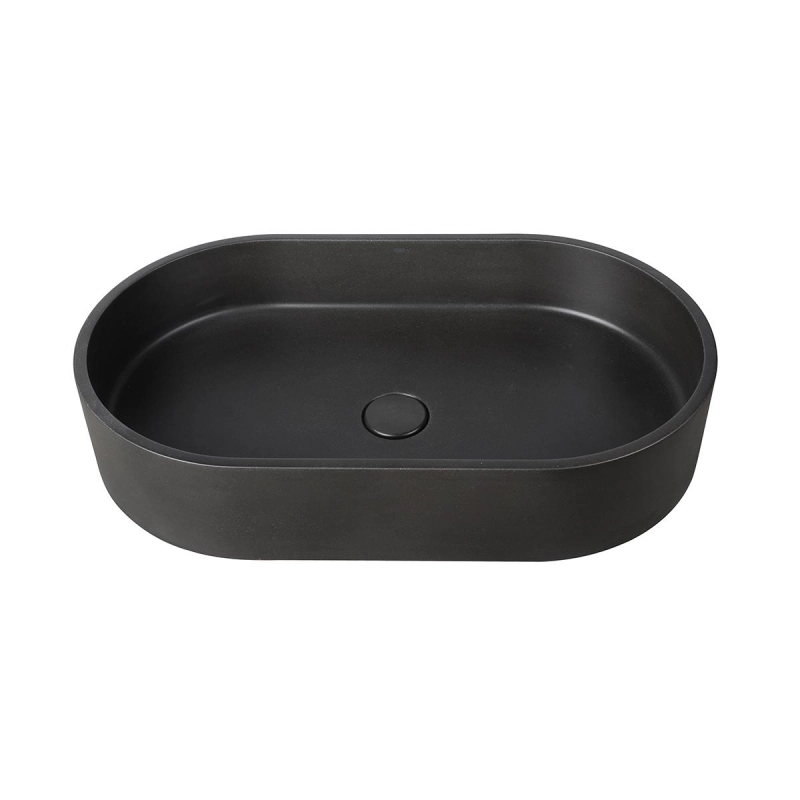 Cuba de Apoio Oval GeoStone - Black Terrazzo