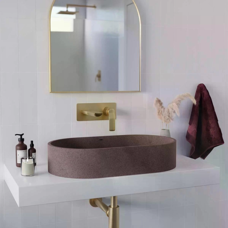 Cuba de Apoio Oval GeoStone - Dark Red Terrazzo