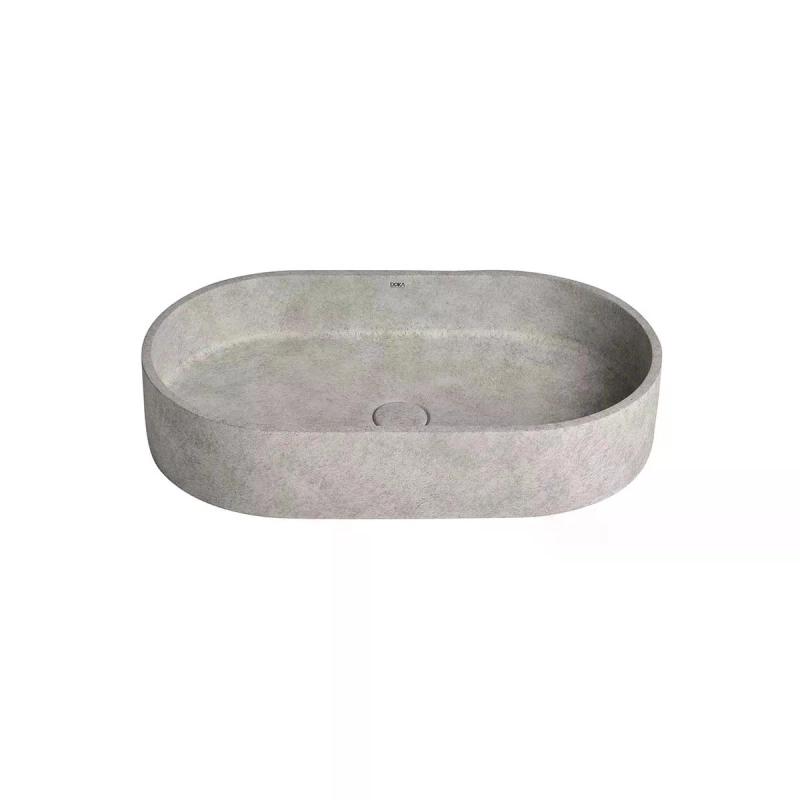 Cuba de Apoio Oval GeoStone - Light Concrete