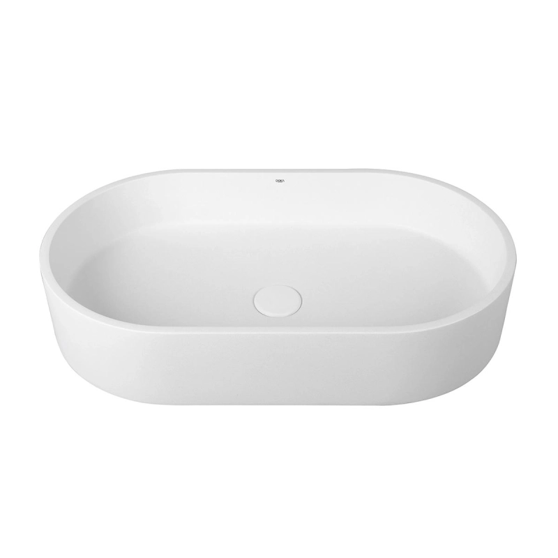 Cuba de Apoio Oval GeoStone - White Terrazzo