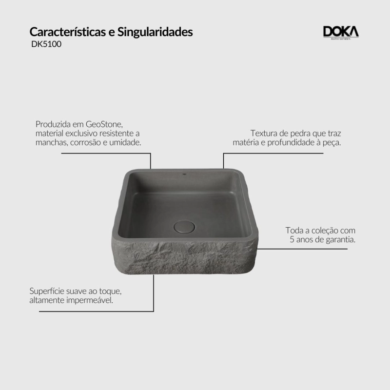 Cuba de Apoio Rock GeoStone - Moss Grey Terrazzo