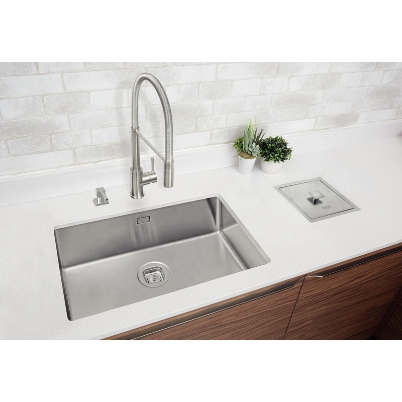 Cuba de embutir Tramontina Design Collection Quadrum Undermount em Aço Inox com Acabamento Acetinado 70 U 74x44 cm