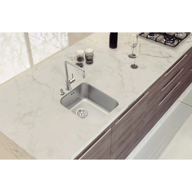 Cuba de Embutir Tramontina Dora 34 BL R6 em Aço Inox Escovado com Válvula e escape 34x40 cm