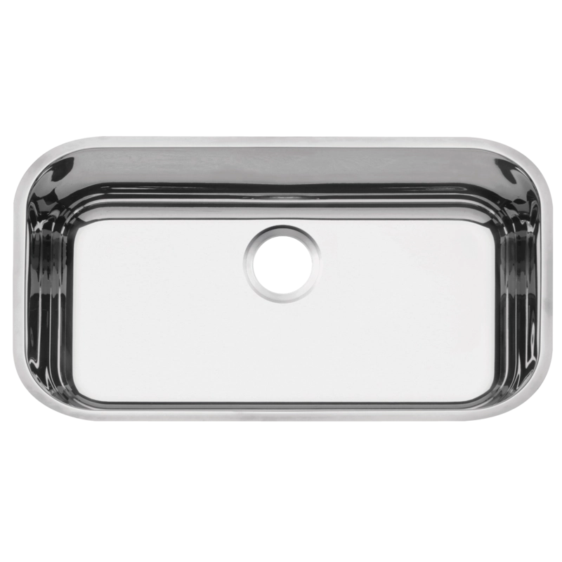 Cuba de embutir Tramontina Lavínia 56 BL em aço inox alto brilho 56x34 cm com furo para válvula de 3 1/2"