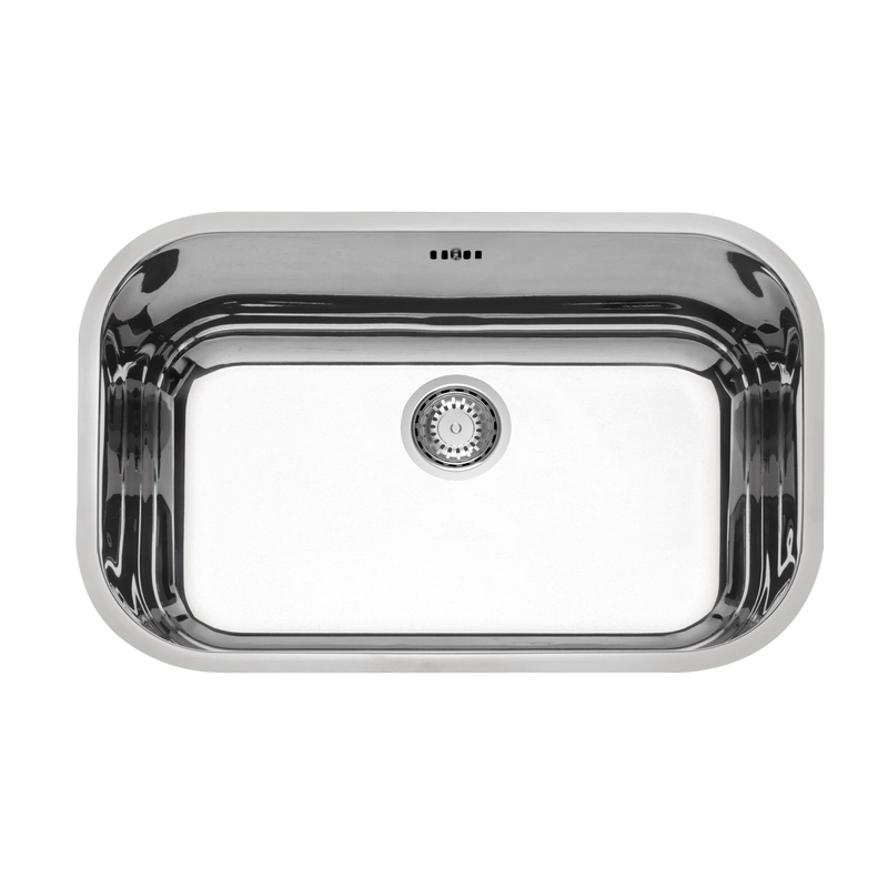 Cuba de embutir Tramontina Lavínia Plus 56 BL em Aço Inox em Alto Brilho 56x34 cm com válvula de 4 1/2" com escape