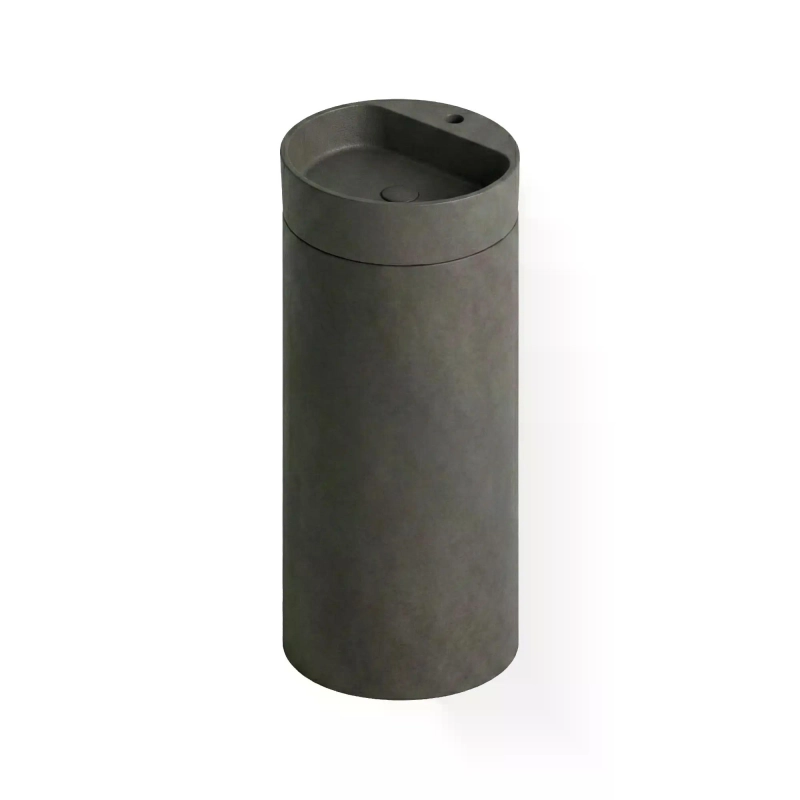 Cuba de Piso Redonda com Mesa GeoStone - Dark Concrete