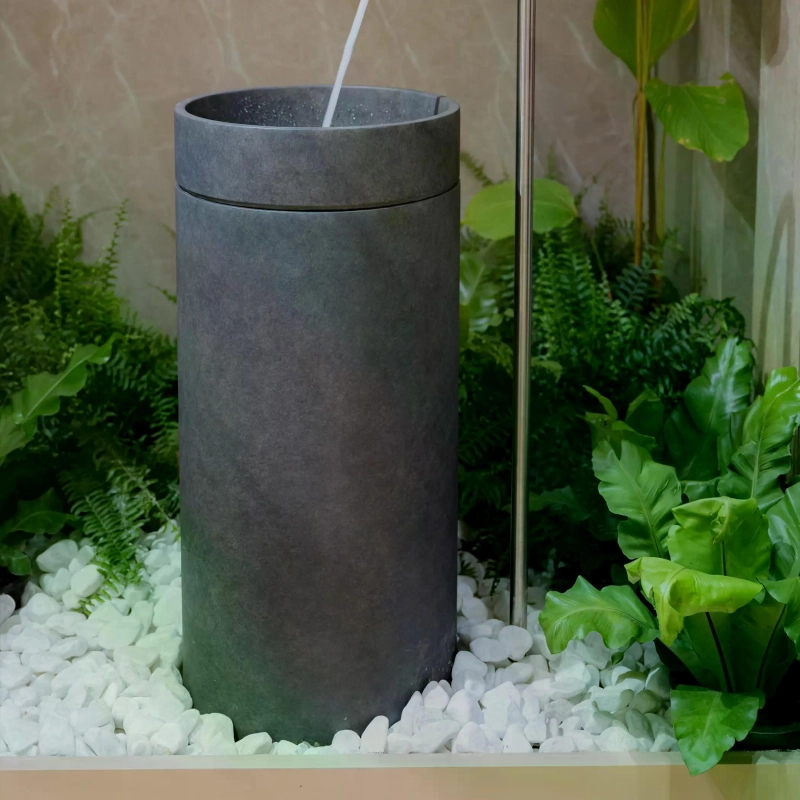 Cuba de Piso Redonda GeoStone - Dark Concrete