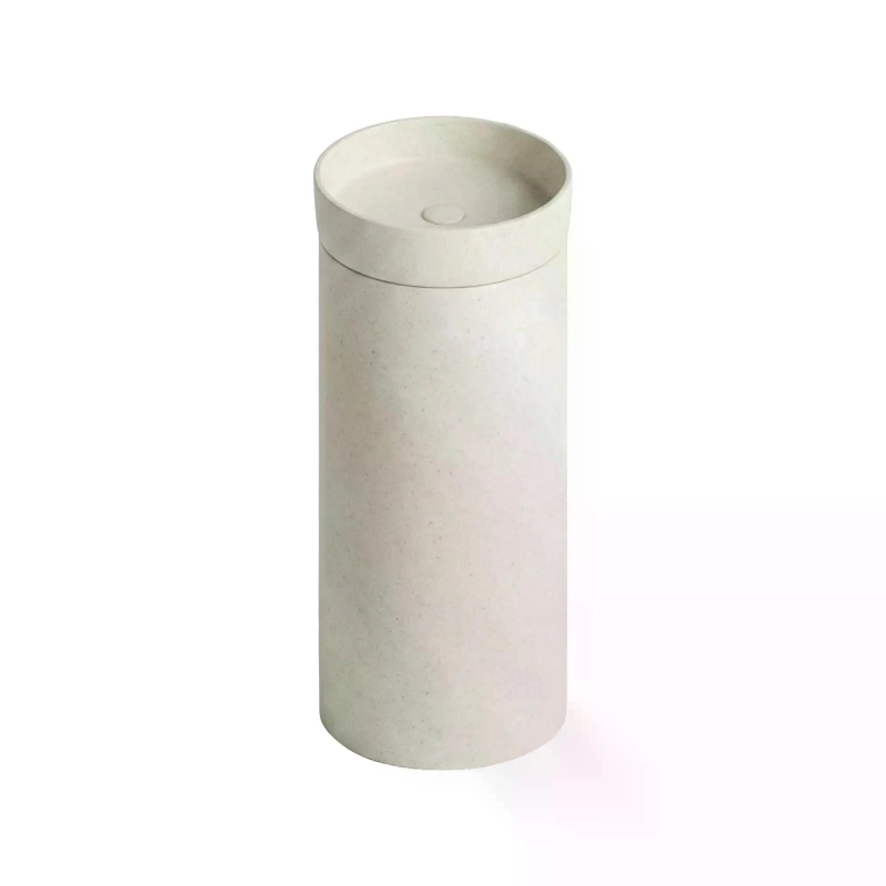 Cuba de Piso Redonda GeoStone - Off White Terrazzo
