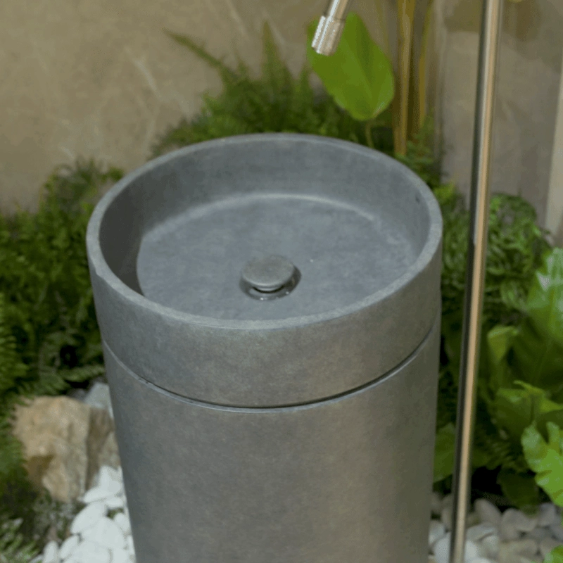 Cuba de Piso Redonda GeoStone - White Terrazzo
