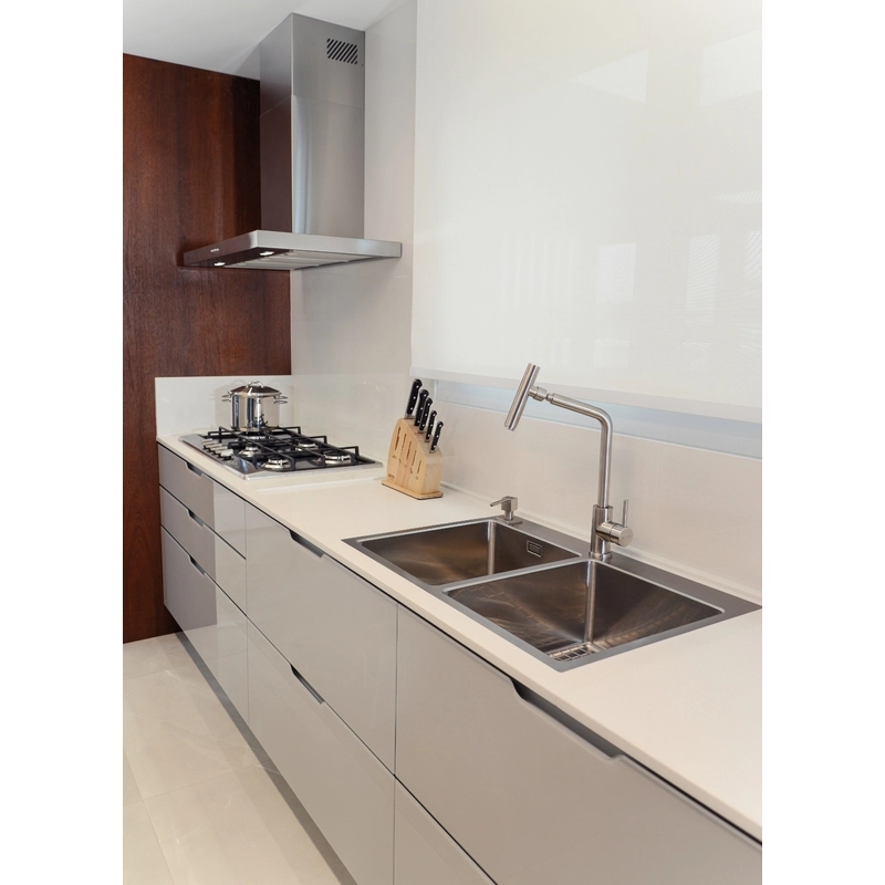 Cuba de Sobrepor Tramontina Design Collection Quadrum Flush em Aço Inox com Acabamento Acetinado 77x51 cm com 2 Cubas