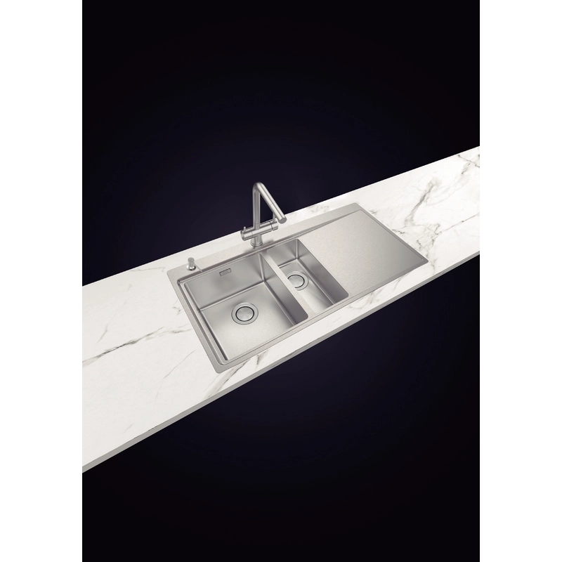 Cuba de Sobrepor Tramontina Design Collection Smooth 1.5C 34 EX em Aço Inox com Acabamento Acetinado 100x52 cm com 2 Cubas