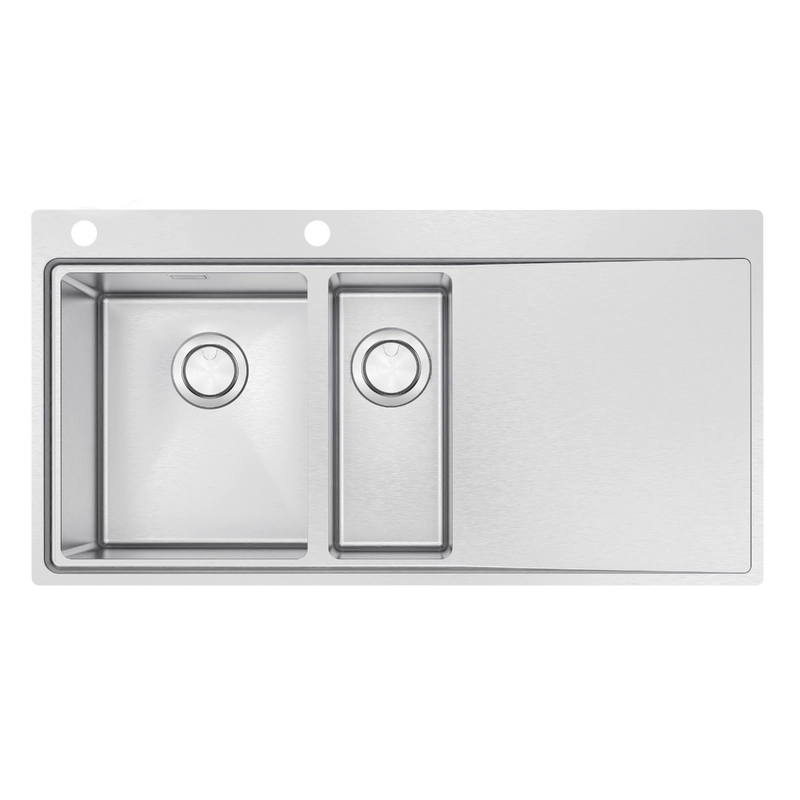 Cuba de Sobrepor Tramontina Design Collection Smooth 1.5C 34 EX em Aço Inox com Acabamento Acetinado 100x52 cm com 2 Cubas