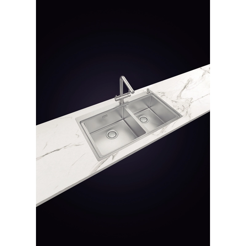 Cuba de Sobrepor Tramontina Design Collection Smooth 2C 40 em Aço Inox com Acabamento Acetinado 86x52 cm com 2 Cubas