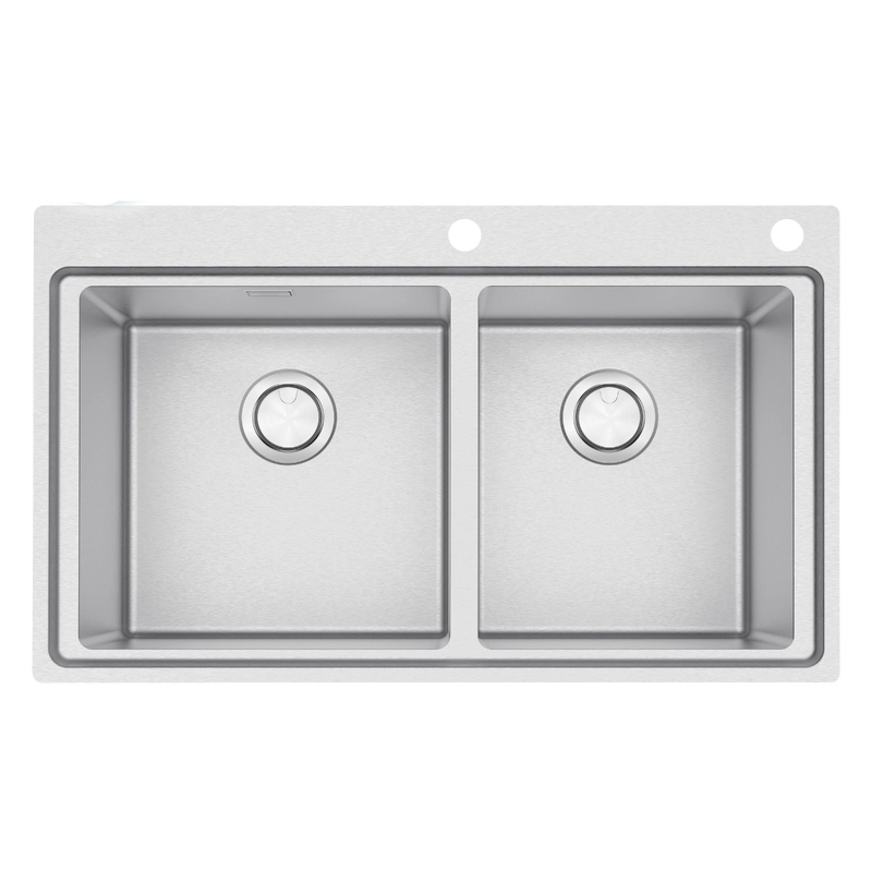 Cuba de Sobrepor Tramontina Design Collection Smooth 2C 40 em Aço Inox com Acabamento Acetinado 86x52 cm com 2 Cubas