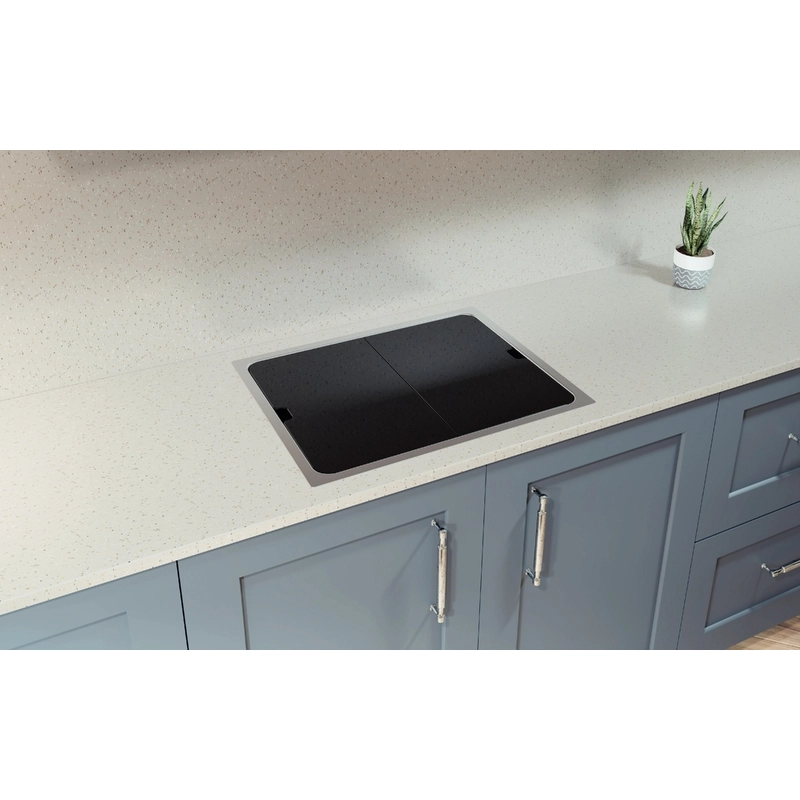 Cuba de Sobrepor Tramontina Design Collection Workstation Quadrum Deep 50 em Aço Inox com acessórios
