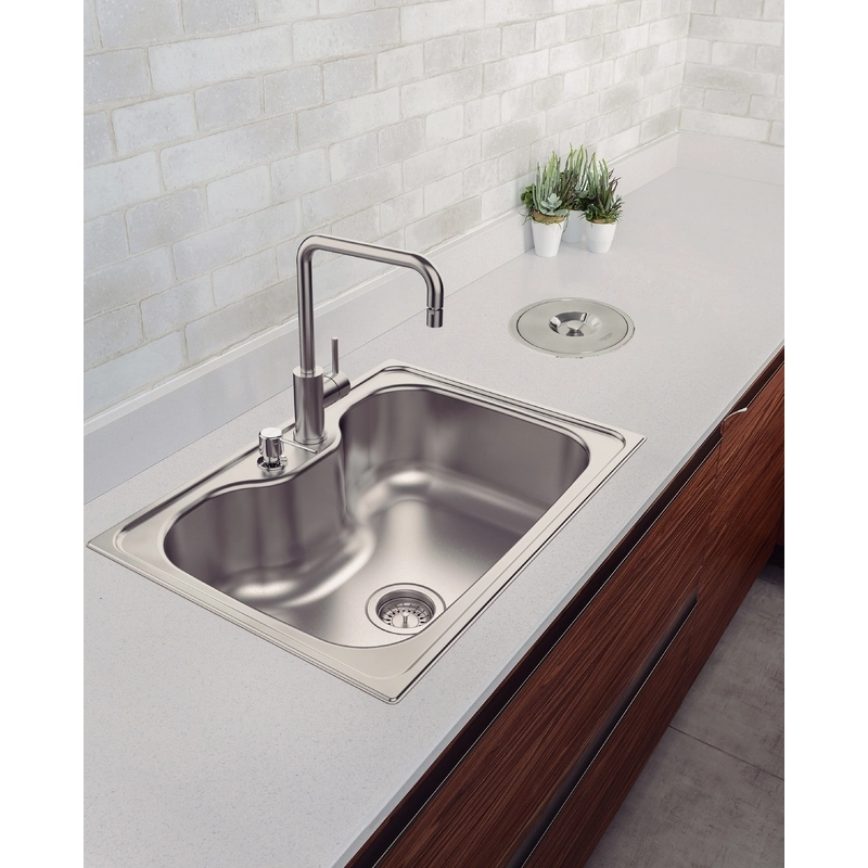Cuba de Sobrepor Tramontina Morgana 60 FX em Aço Inox com Acabamento Escovado 69 x 49 cm com Válvula
