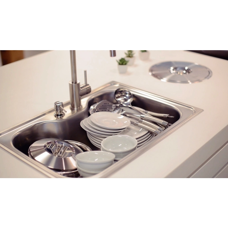 Cuba de Sobrepor Tramontina Morgana 60 FX em Aço Inox com Acabamento Escovado 69 x 49 cm com Válvula