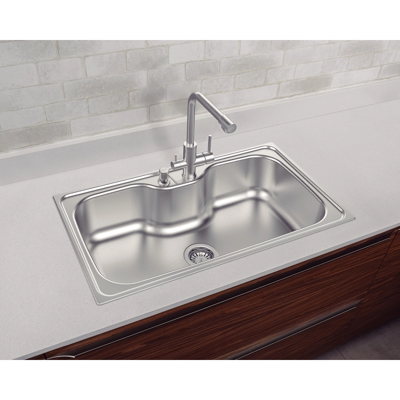 Cuba de Sobrepor Tramontina  Morgana Maxi 78 FX  em Aço Inox com Acabamento Escovado com Válvula 86x50 cm