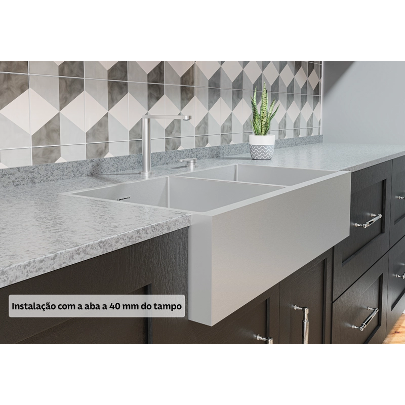 Cuba Tramontina Design Collection Farm 2C 40 com Acabamento Acetinado e 2 cubas