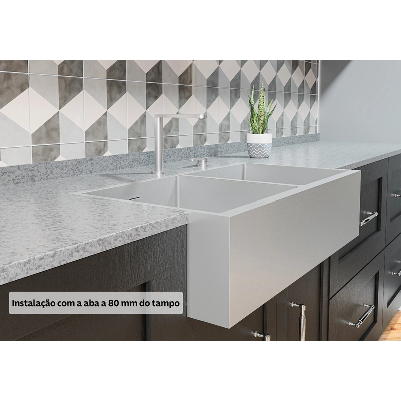 Cuba Tramontina Design Collection Farm 2C 40 com Acabamento Acetinado e 2 cubas
