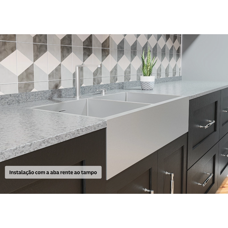 Cuba Tramontina Design Collection Farm 2C 40 com Acabamento Acetinado e 2 cubas
