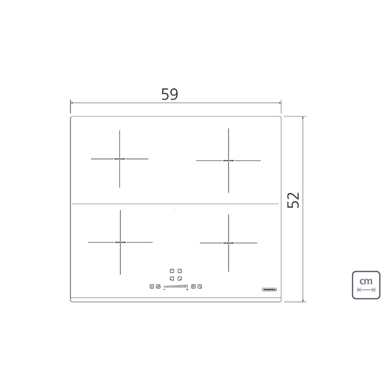 Cooktop por Indução Tramontina Square Slider B 4EI 60 Vitrocerâmico com 4 Áreas de Aquecimento e Comando Touch