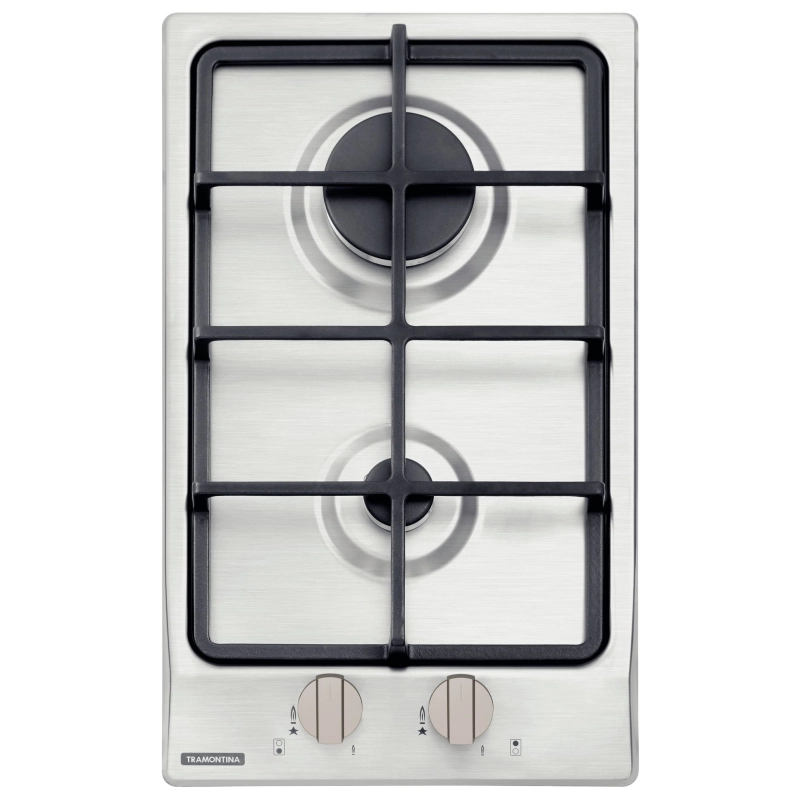 Cooktop a Gás Tramontina Dominó em Aço Inox e Trempes em Ferro Fundido com Acendimento Superautomático 2 Queimadores