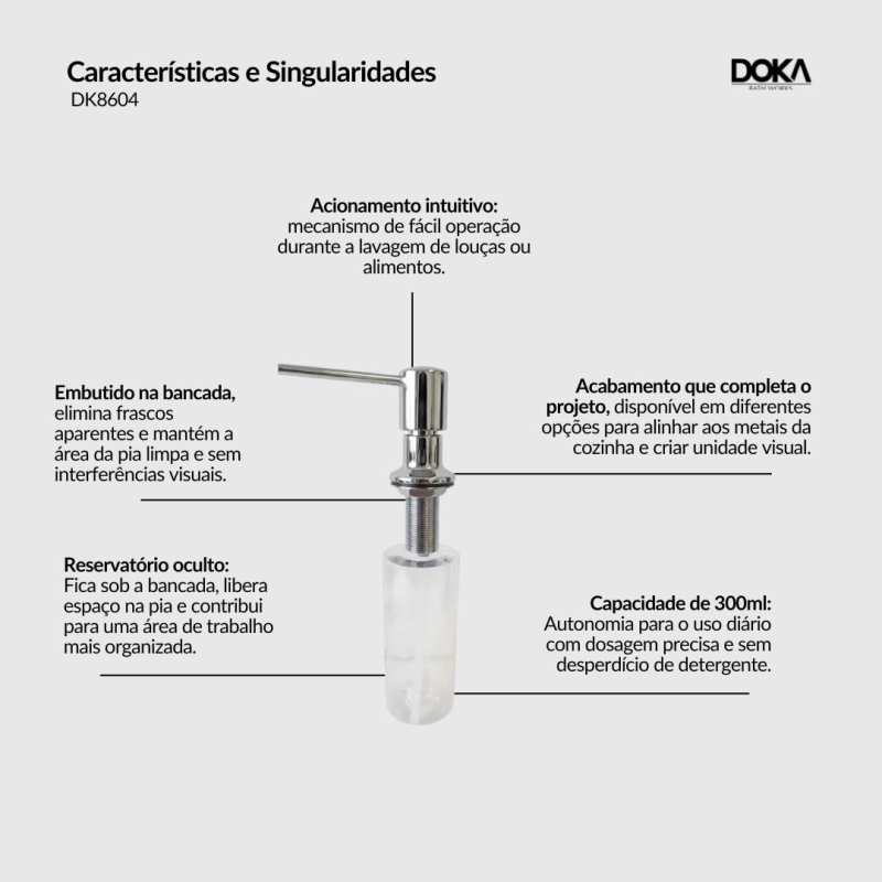 Dispenser de Detergente de Embutir - Brushed