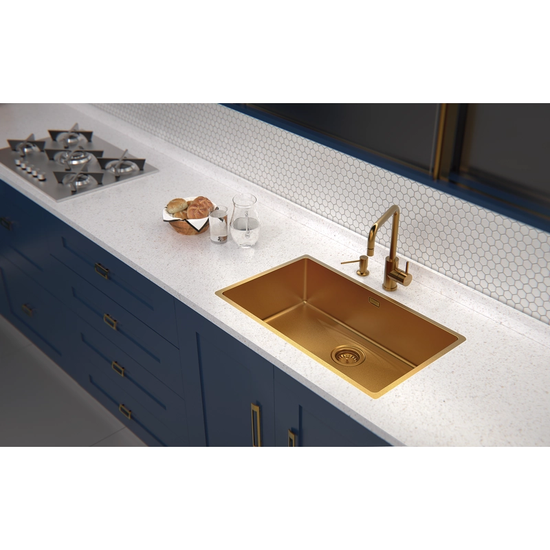 Dosador de Sabão Tramontina em Aço inox Gold com Recipiente Plástico 500 ml com revestimento PVD