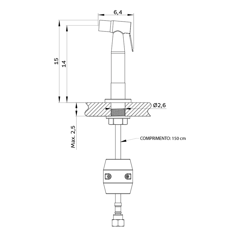 Ducha Manual para Cozinha Tramontina em Aço Inox com Extensor