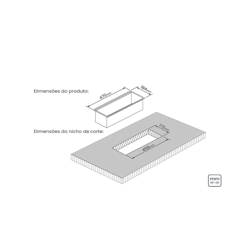 Canal Organizador em Aço Inox Tramontina para Sobrepor com Acabamento Acetinado 45x18 cm