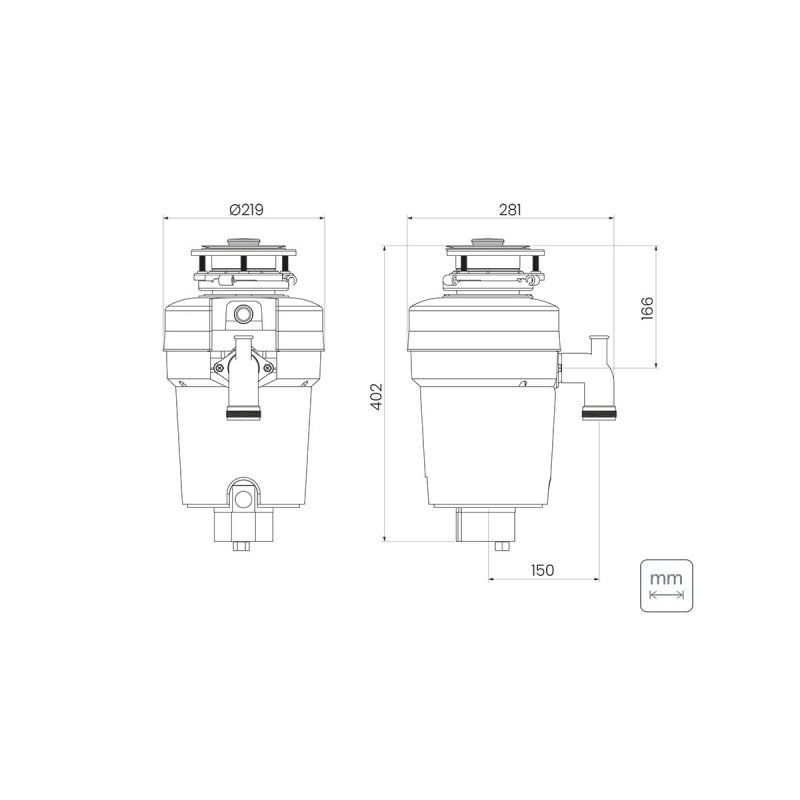 Triturador de Resíduos Alimentares Tramontina para Cubas ou Pias com Furação para Válvula de 4 1/2" com Potência de 0,75 HP 220 V