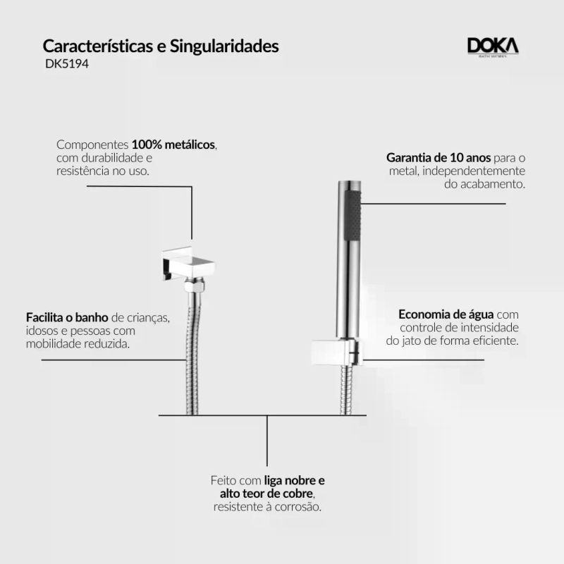 Kit de Ducha Manual para Chuveiro Rainbow - Gold