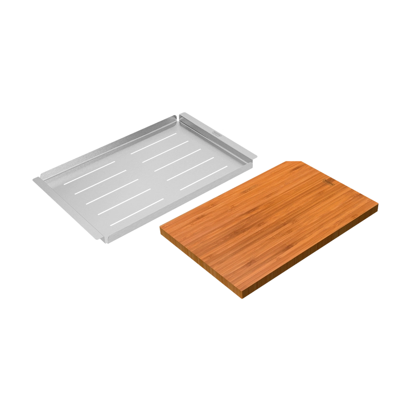 Kit Tábua + Bandeja em aço inox para cubas Quadrum Design Collection
