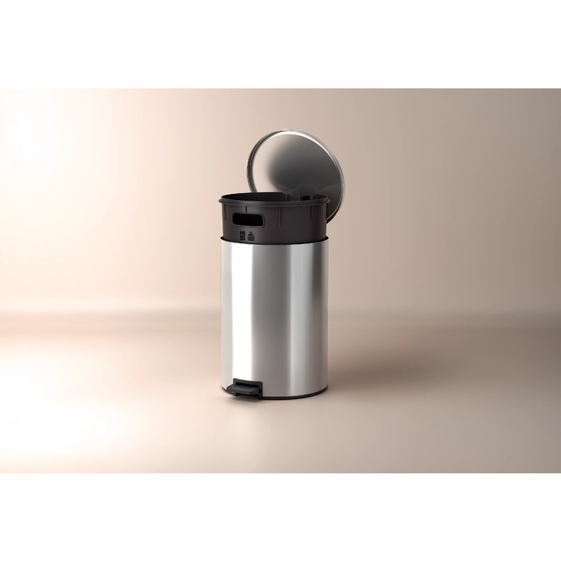 Lixeira com Pedal Tramontina Loop em Aço Inox com Acabamento Polido e Balde Interno 20 L
