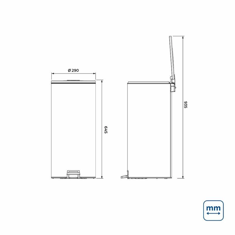 Lixeira com Pedal Tramontina Loop em Aço Inox com Acabamento Polido e Balde Interno 30 L