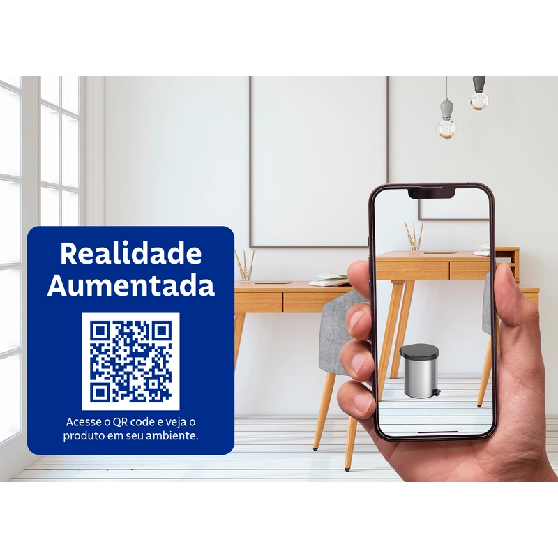Lixeira com Pedal Tramontina New em Aço Inox com Acabamento Polido 12 L