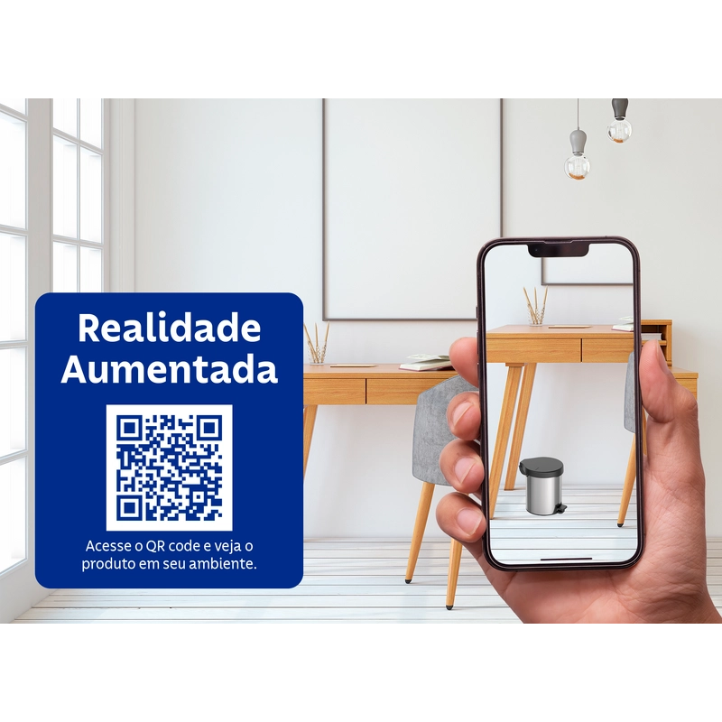Lixeira com Pedal Tramontina New em Aço Inox com Acabamento Polido 5 L