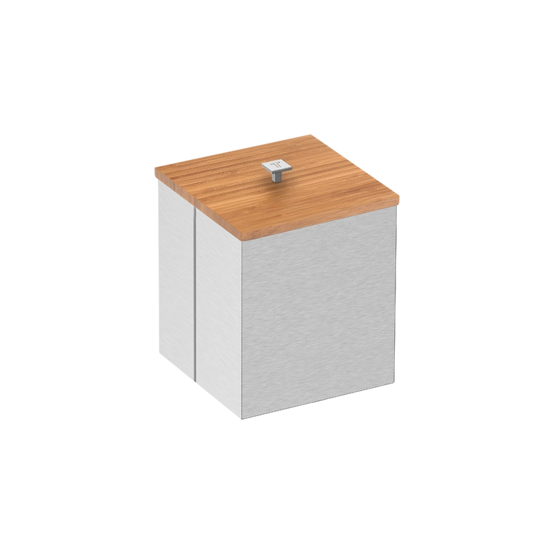 Lixeira Inox Luz com Tampa de Bambu Tramontina com Acabamento Acetinado  4,5 L