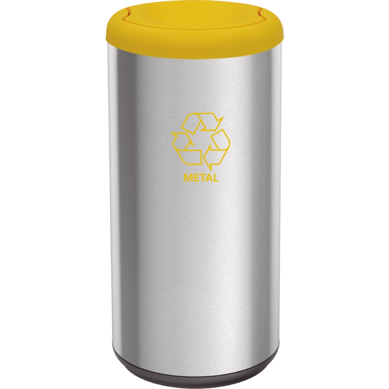 Lixeira Inox Tramontina Piemonte com Acabamento Acetinado e Tampa Basculante Amarela em Polipropileno 40 L