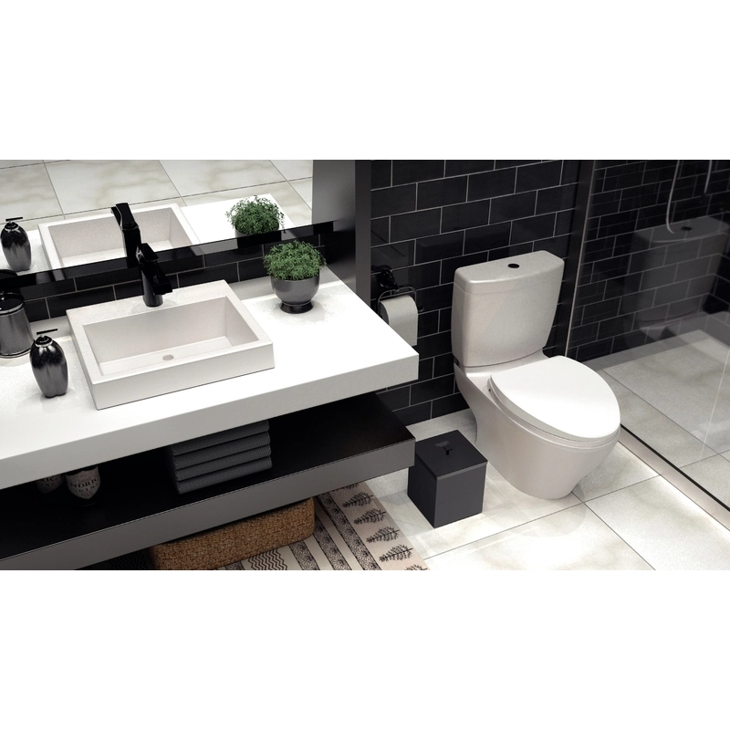 Lixeira Tramontina Luz em Inox com Acabamento Acetinado e revestimento fosco Black Matte a base de verniz com 4,5 L