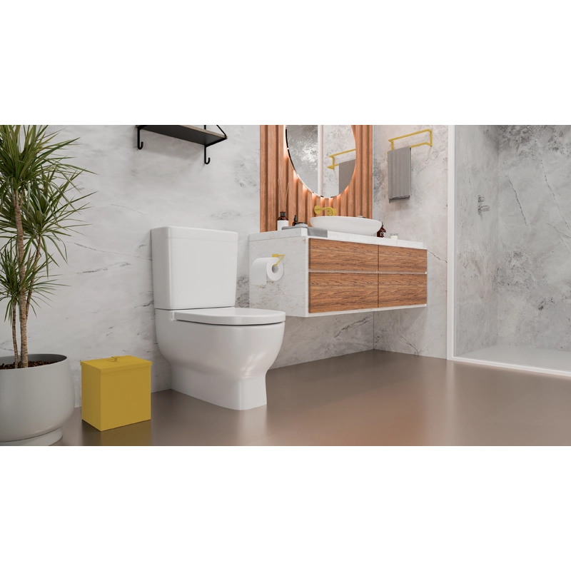 Lixeira Tramontina Luz em Inox com Acabamento Acetinado e revestimento fosco Gold Matte a base de verniz com 4,5 L