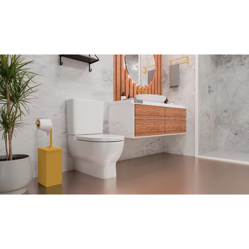 Lixeira Tramontina Luz Slim em Aço Inox 5,5 L com Suporte para Papel Higiênico